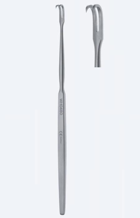 Ретрактори (ранорозширювачі) для ран та трахеї, "Bernay", фіг. 2, вузькі, 2 зубці, шир 5,0 x 4,2 мм, довж 165 мм. Бренд - Asanus Medizintechnik Gmb, Німеччина